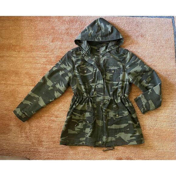 New Look Camo Utility Jacket Hooded Parka Women’s 1X Plus Cotton Blend Lined - Picture 1 of 8